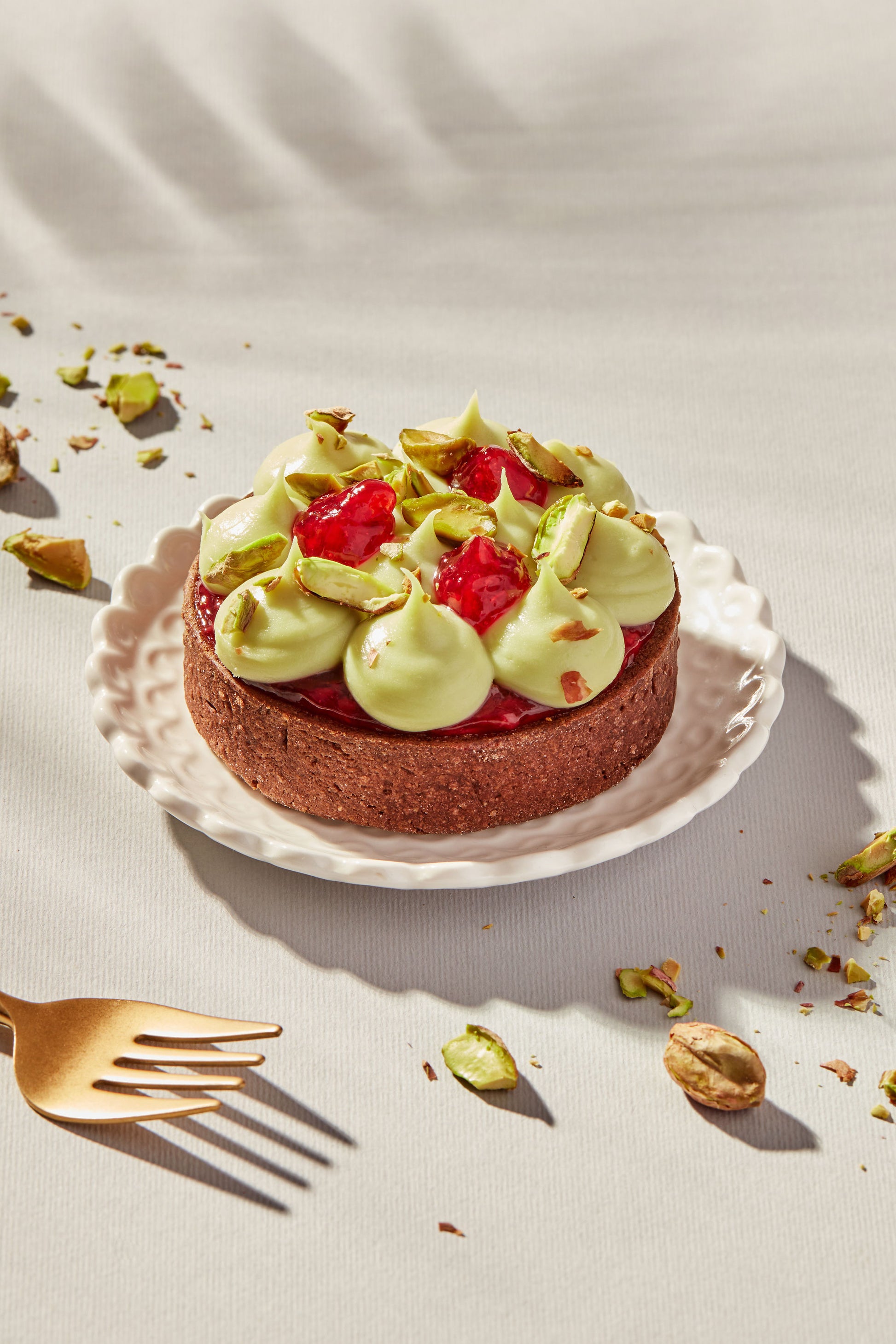 Tarta cu zmeura si fistic